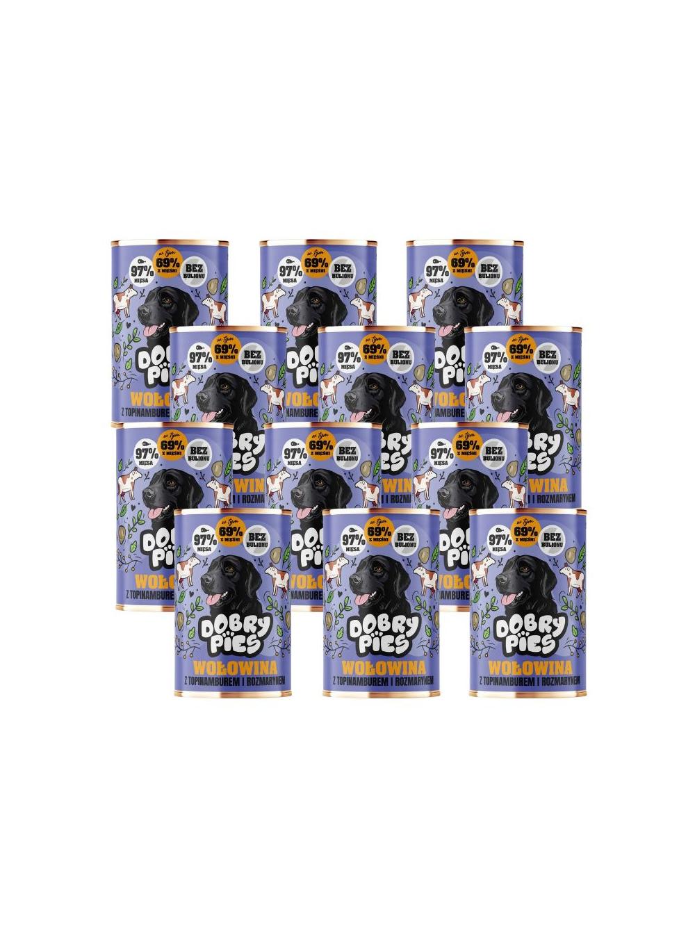 Dobry Pies Wołowina z topinamburem i rozmarynem 12x400g