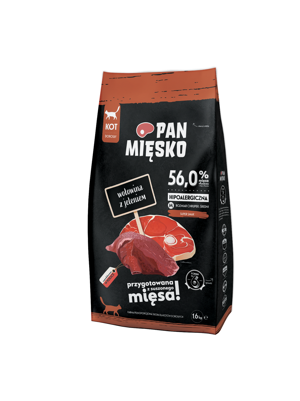 PAN MIĘSKO Wołowina z jeleniem M 1,6kg dla kota