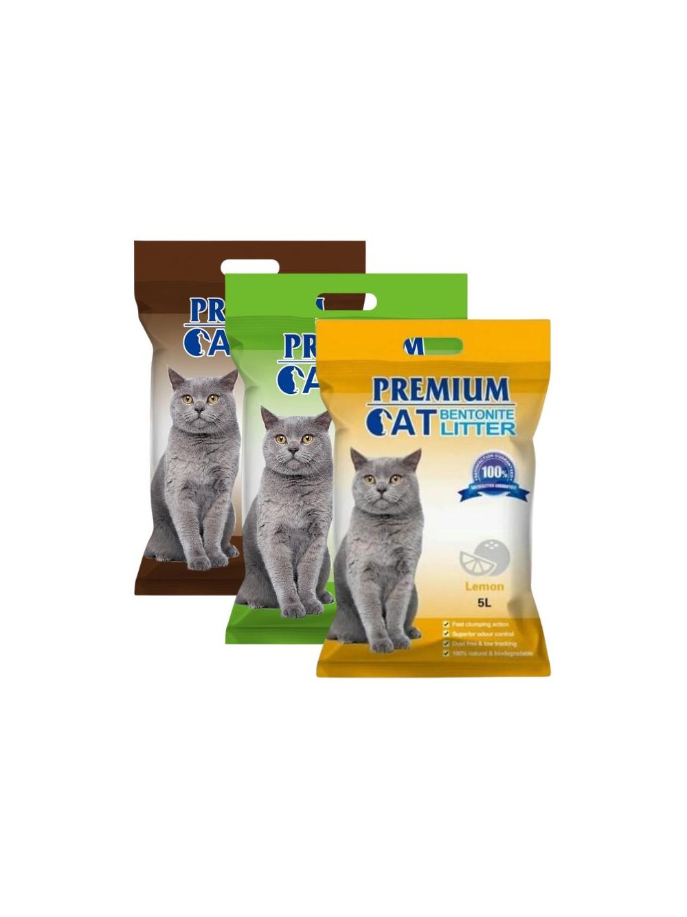 Premium Cat Żwirek Bentonitowy Zbrylający - Mix 3x5L