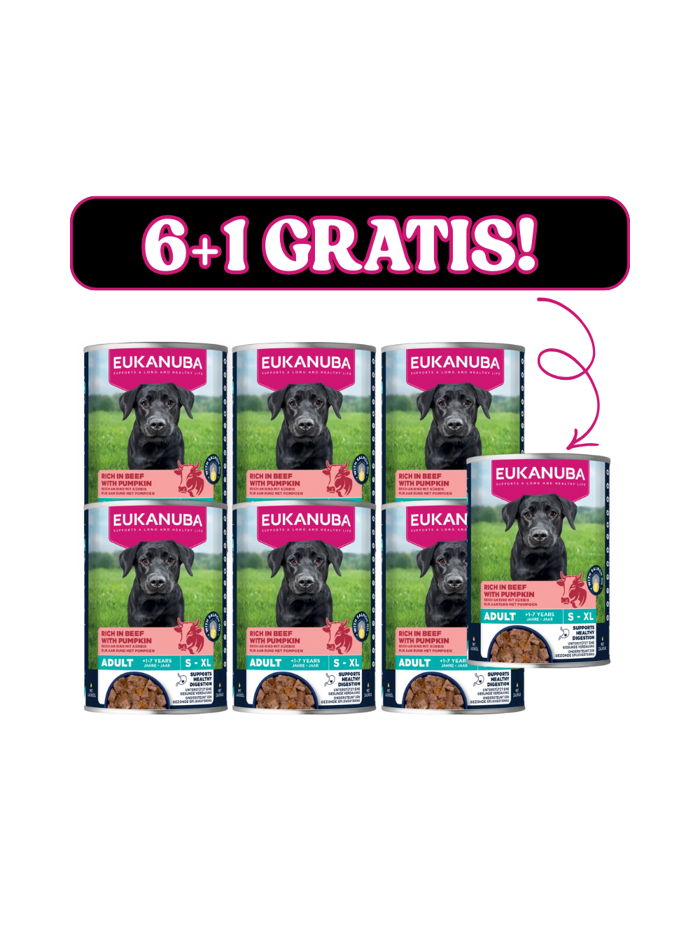 EUKANUBA Mokra karma dla psów dorosłych, bogata w wołowinę i dynię 6x400g + 400g Gratis