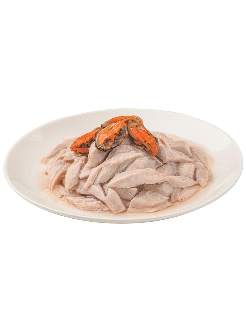 MOOCHIE Tuna & Green Lipped Mussel In Gravy 12x70g Senior
