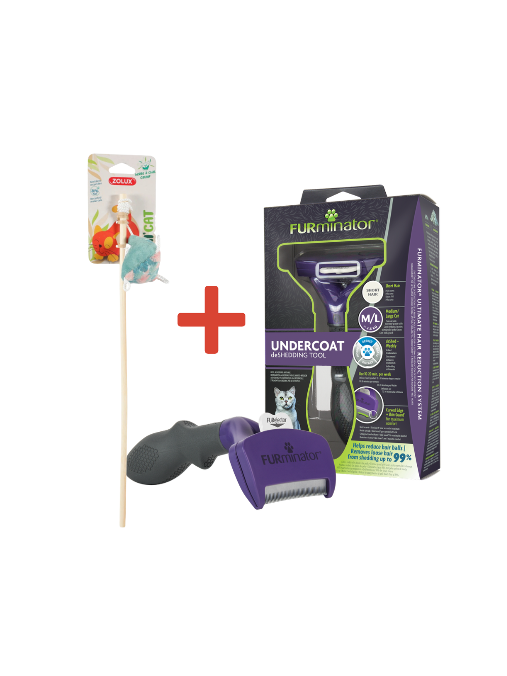 FURMINATOR dla kotów krótkowłosych - Large + Zabawka dla kota GRATIS!