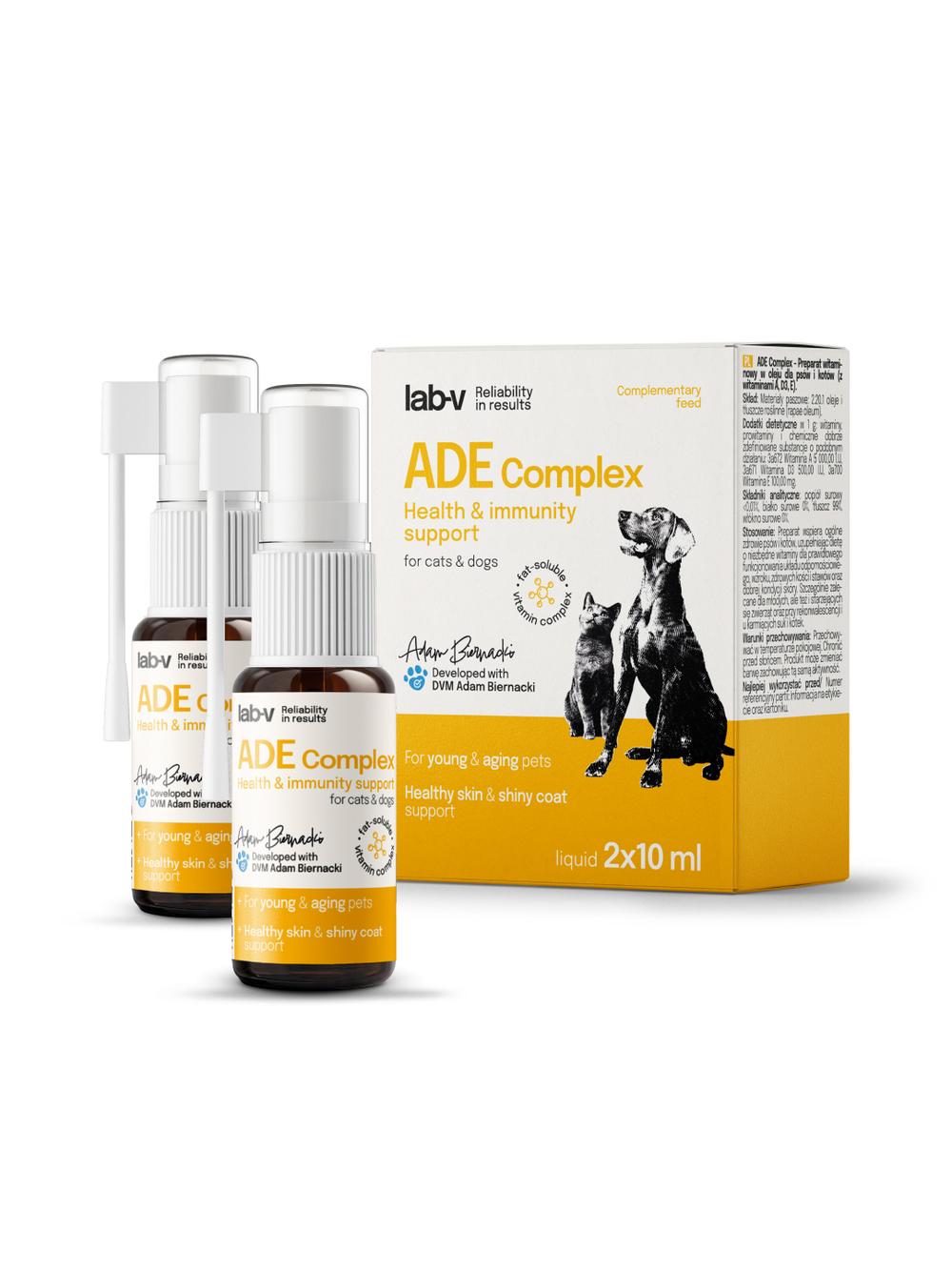 Lab-v ADE Complex – Kompleks witamin A, D i E w formie spreju dla psów i kotów 2 x 10ml