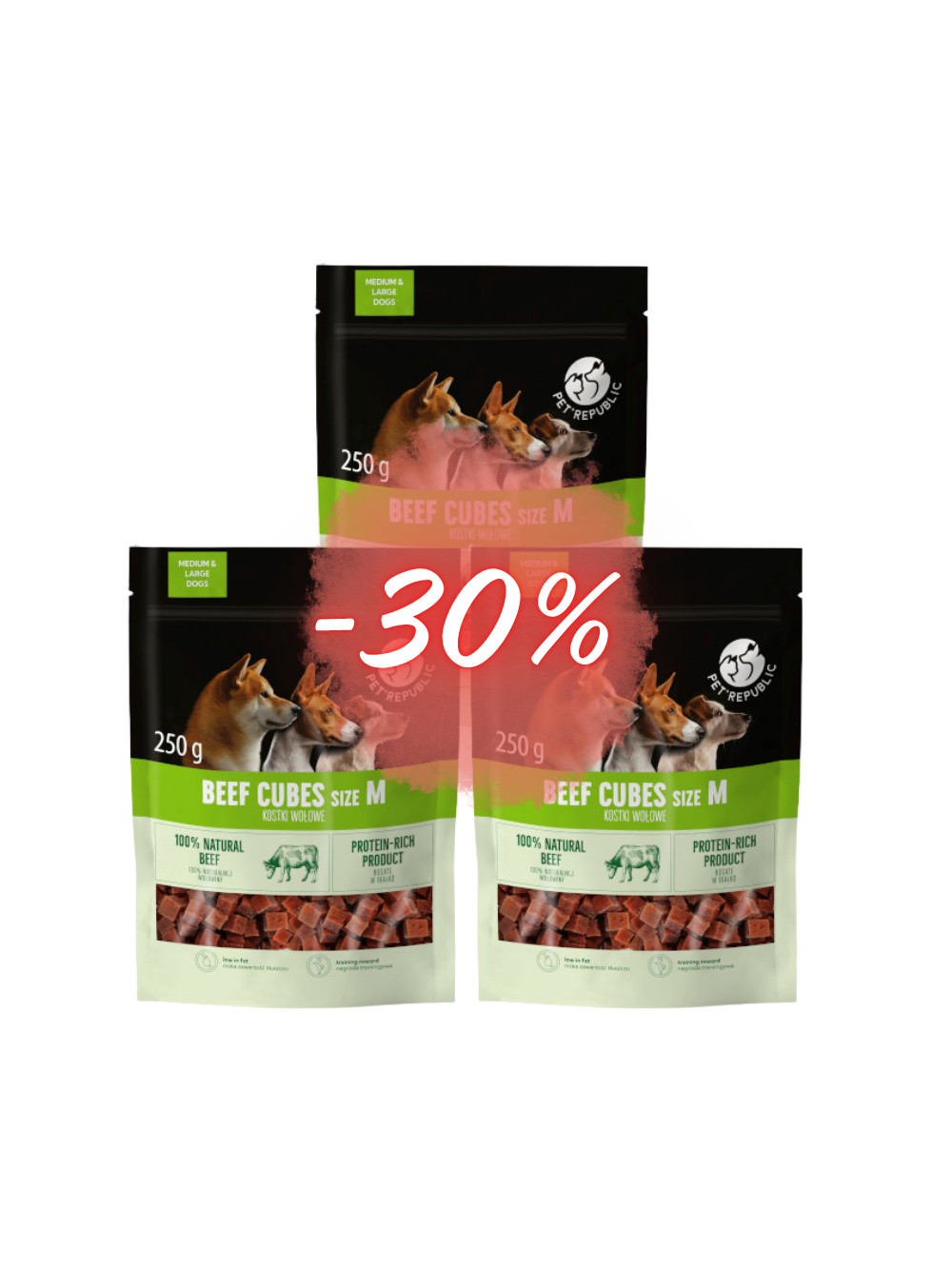 PetRepublic przysmak kostki wołowe dla psa 3x250g M
