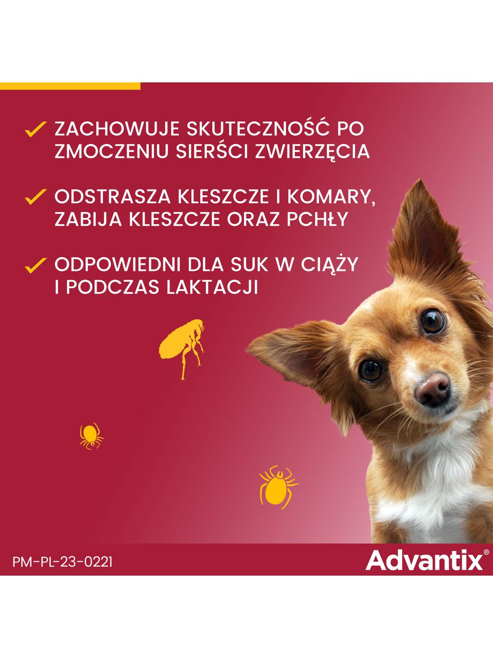 Advantix - dla psów do 4kg (4 pipety x 0,4ml)+ Cestal Dog Plus tabletki na odrobaczanie psów 2 sztuki