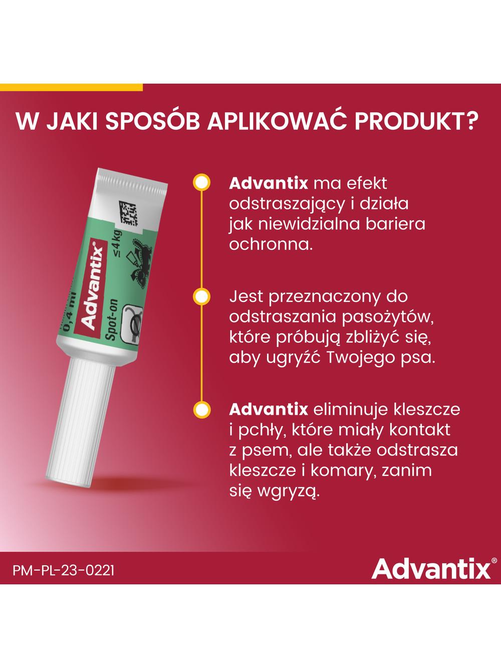 Advantix - dla psów do 4kg (pipeta 0,4ml)+ TRIXIE Szczypce do usuwania kleszczy 9cm