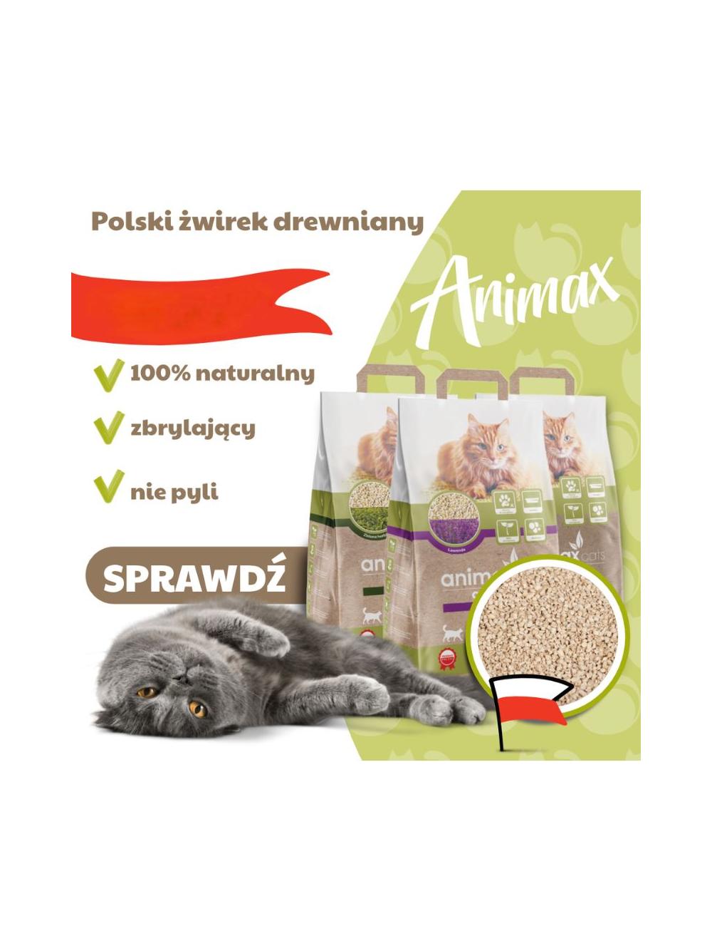 Animax cats żwirek drewniany naturalny dla kota 20L Kruszon