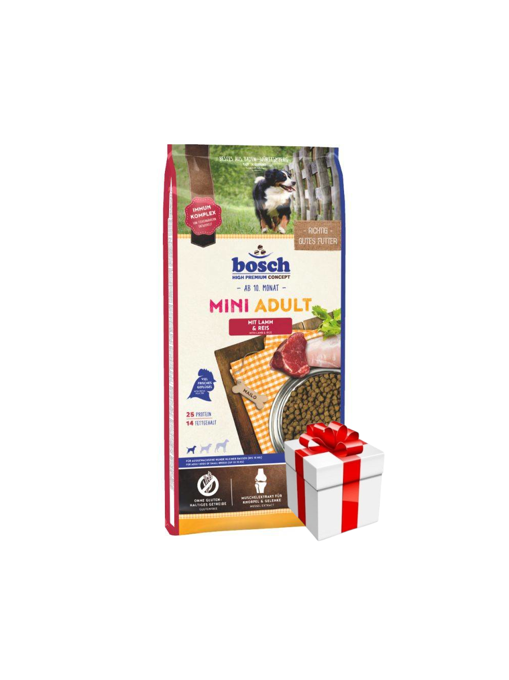 Bosch Adult Mini Lamb & Rice, jagnięcina i ryż (nowa receptura) 15kg + Niespodzianka dla psa GRATIS
