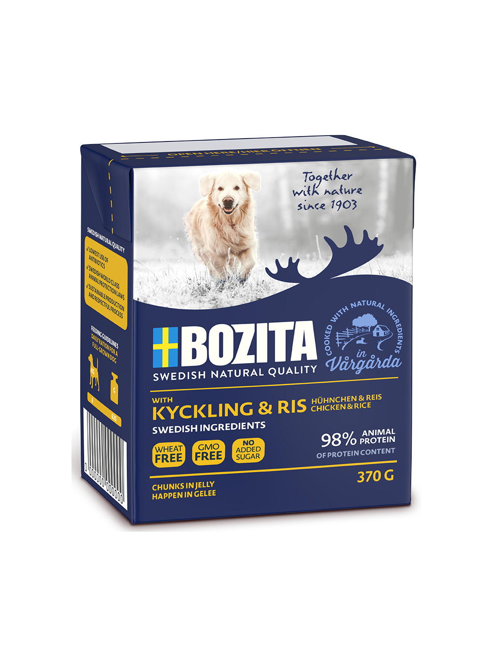 BOZITA Dog: Kurczak i ryż w galarecie 12x370g + BOZITA Meaty Bites renifer z kaczką przysmak pies 70g GRATIS!!!