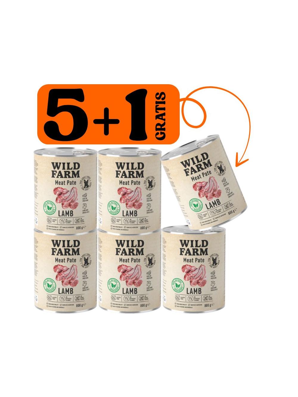 WILD FARM Pate Lamb 5x800g + 800g GRATIS bezglutenowa karma dla psa
