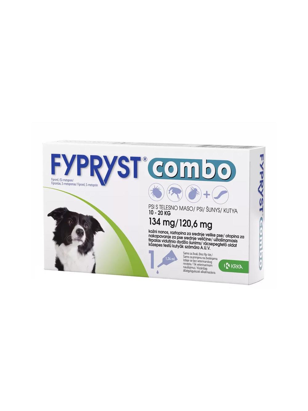 KRKA Fypryst Combo krople na pchły i kleszcze dla psa 10-20 kg 134mg/1,34ml 1 pipeta