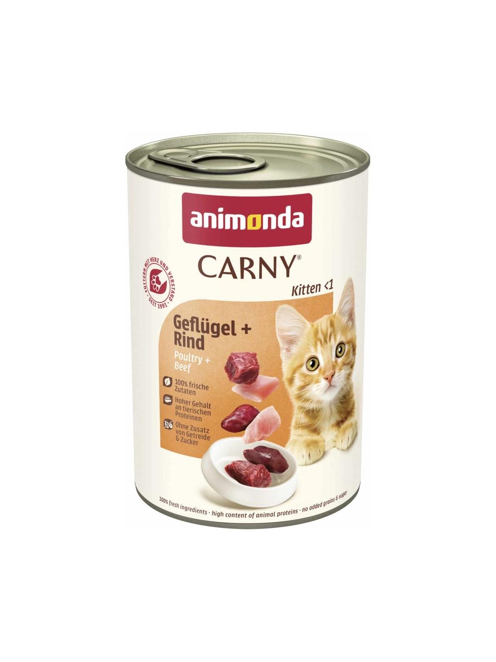 ANIMONDA Cat Carny Kitten smak: wołowina, drób 12x400g