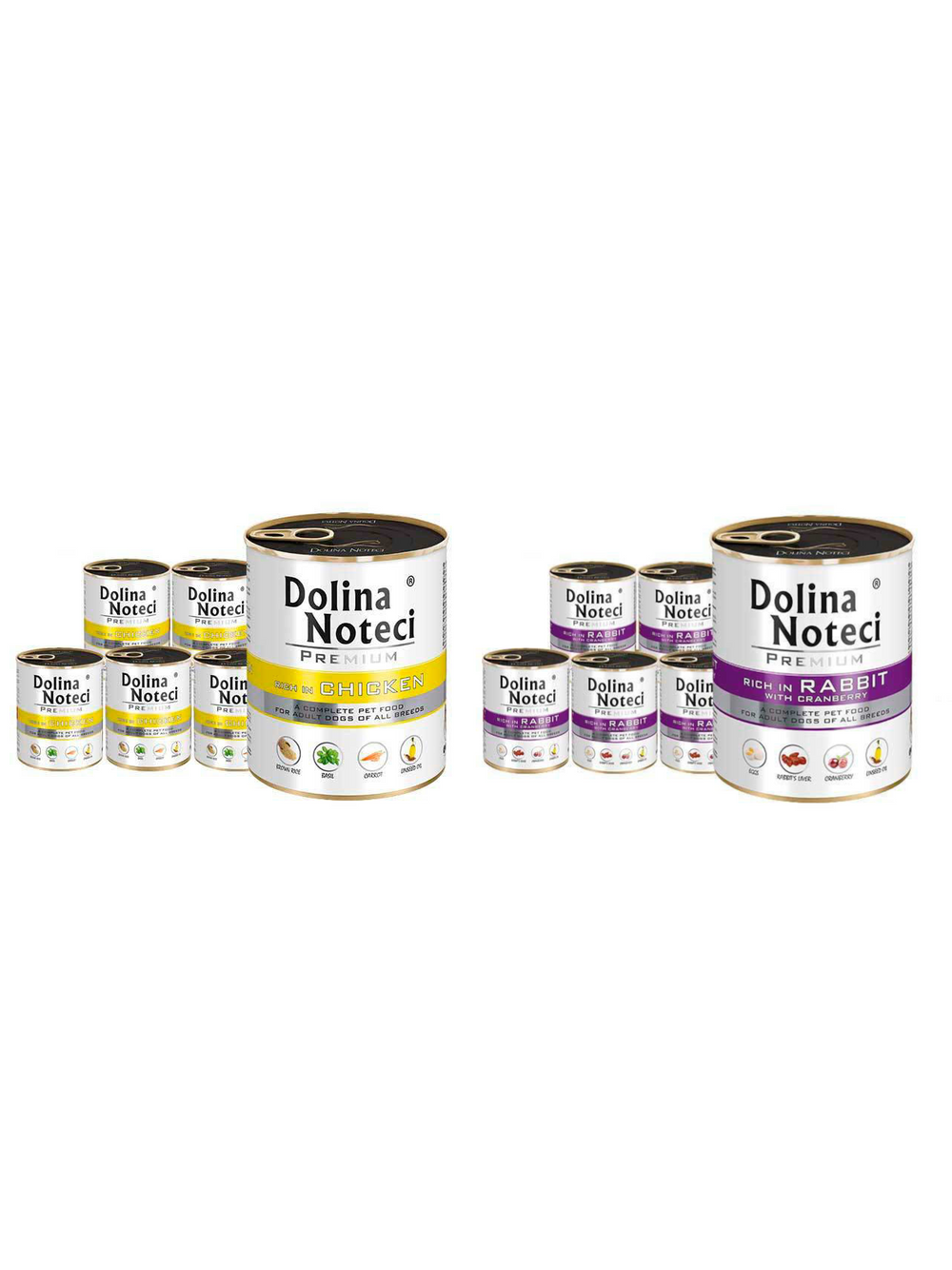 Dolina Noteci PREMIUM bogata w kurczaka i królika z żurawiną 24x800g