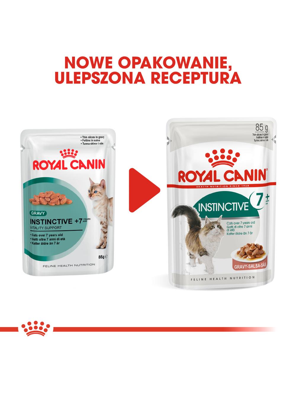 ROYAL CANIN  Instinctive +7 12x85g w sosie karma mokra dla kotów starszych, wybrednych + Royal Canin piłka dla kota GRATIS!!!