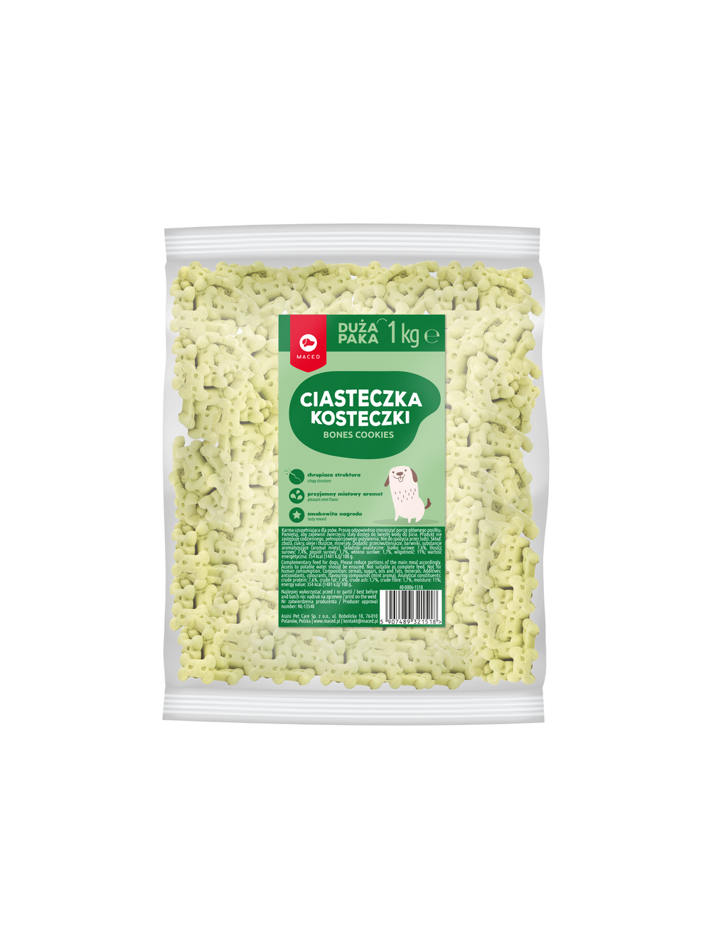 MACED Ciastka Miętowe Kosteczki Szczeniak 1kg