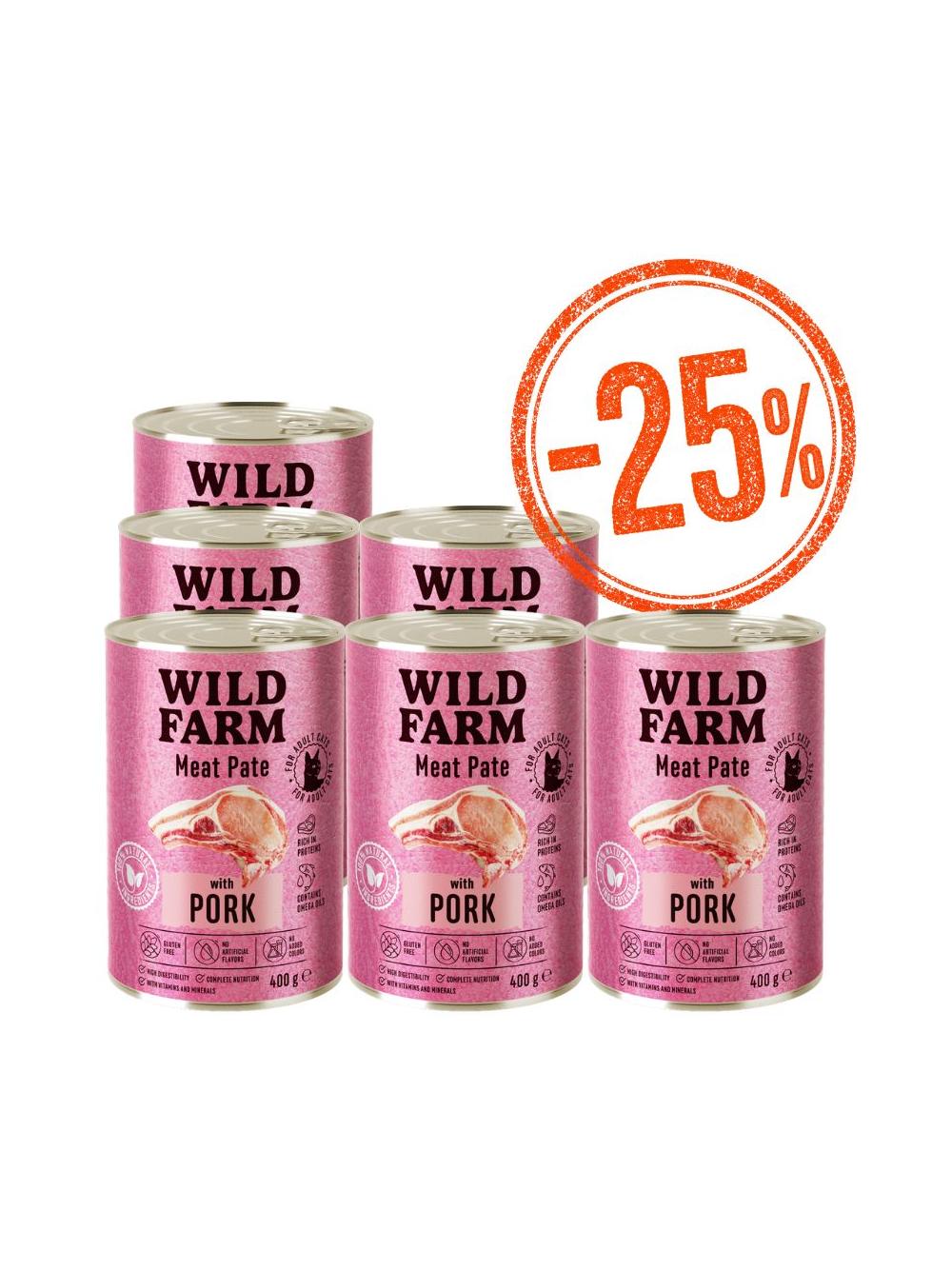 WILD FARM Pate with Pork 6x400g - bezglutenowa karma dla kota