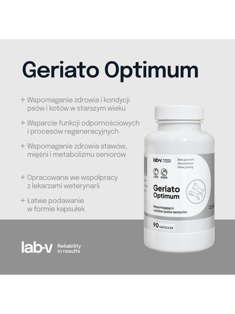 Lab-v Geriato Optimum – Wspomaganie zdrowia seniorów dla psów i kotów 90 kapsułek