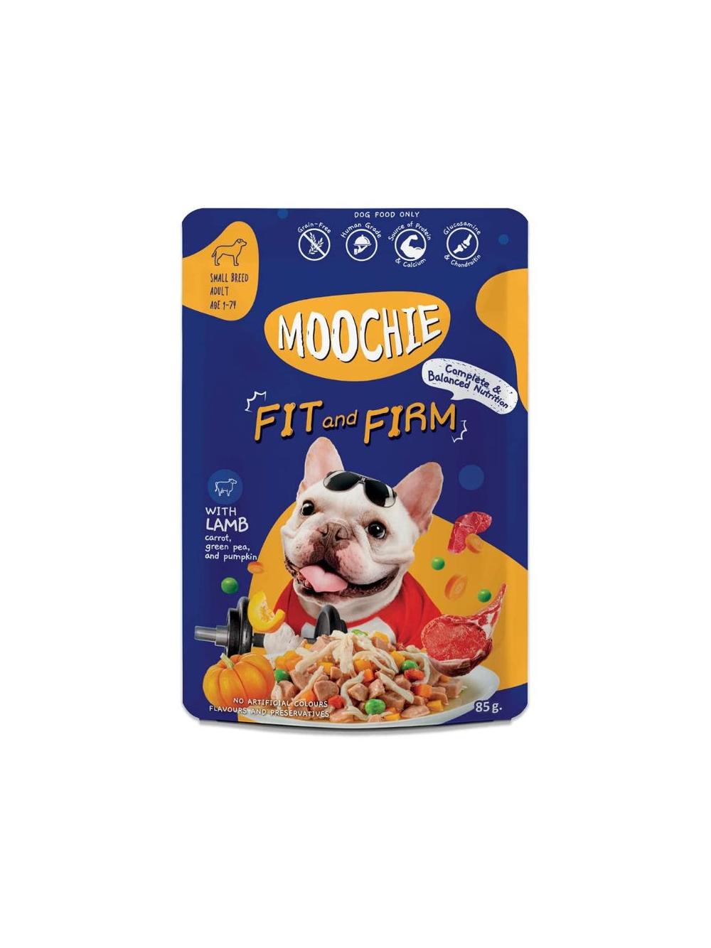 MOOCHIE Fit and Firm With Beef 85g karma mokra dla psa z jagnięciną