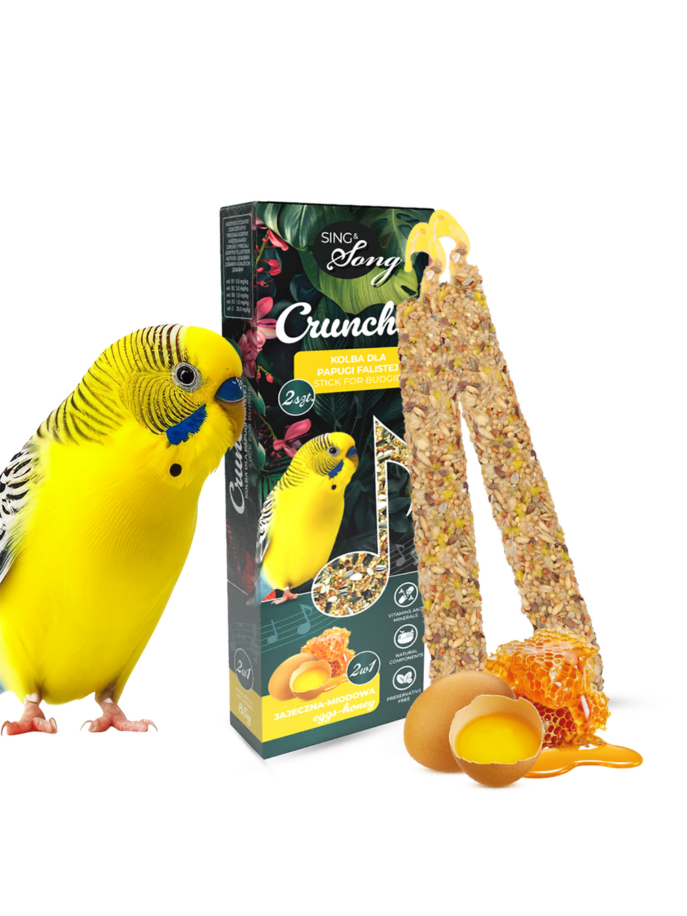 SING&SONG cruncher dla papużki falistej 85g 2w1 jajeczno- miodowy