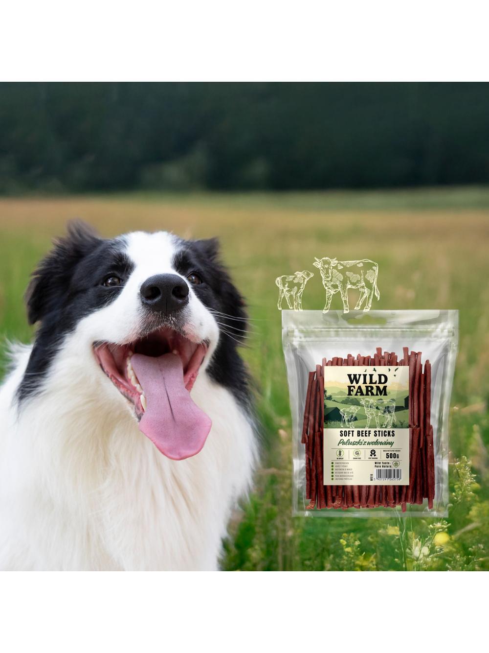 WILD FARM paluszki z wołowiny 500g przysmak dla psa