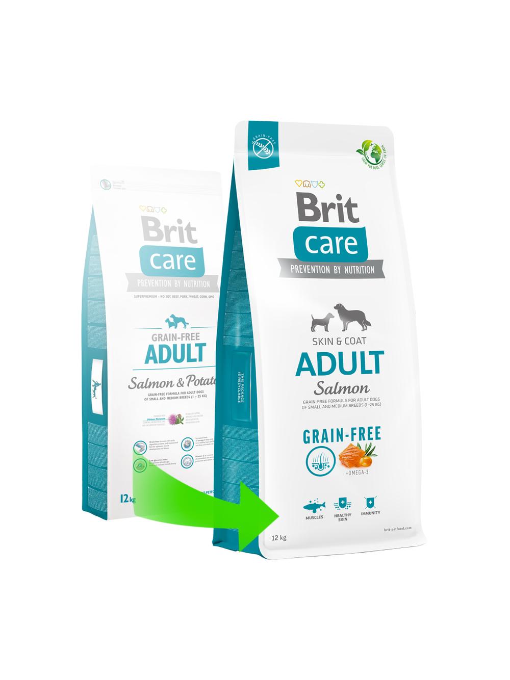 BRIT CARE Grain-free Adult Salmon 12kg/ Opakowanie Uszkodzone (9005,8851,9072,9076,9280,9403,9424)!!!