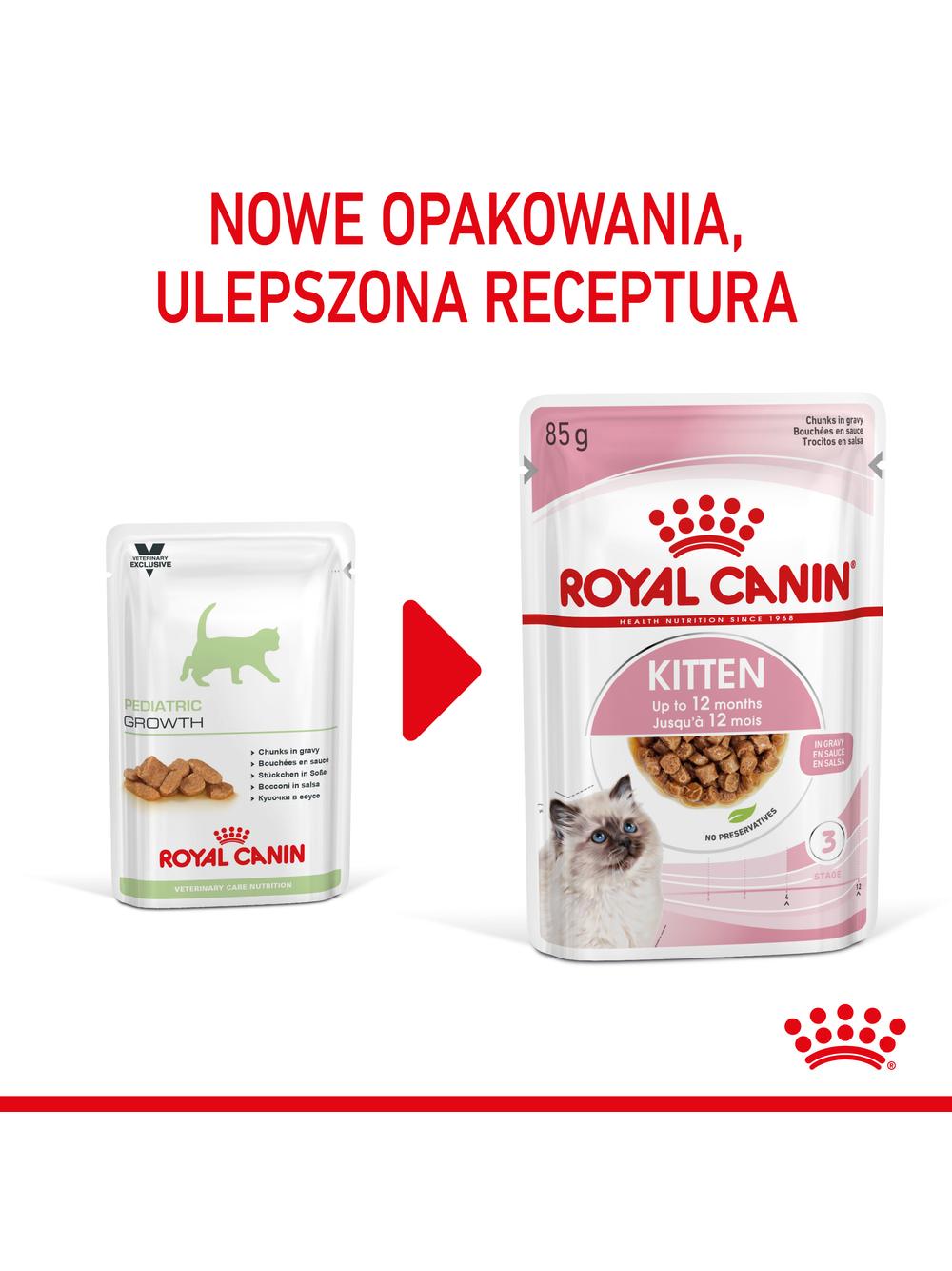 ROYAL CANIN Kitten Instinctive w sosie 12x85g karma mokra w sosie dla kociąt do 12 miesiąca życia +  NIESPODZIANKA DLA KOTA GRATIS!!