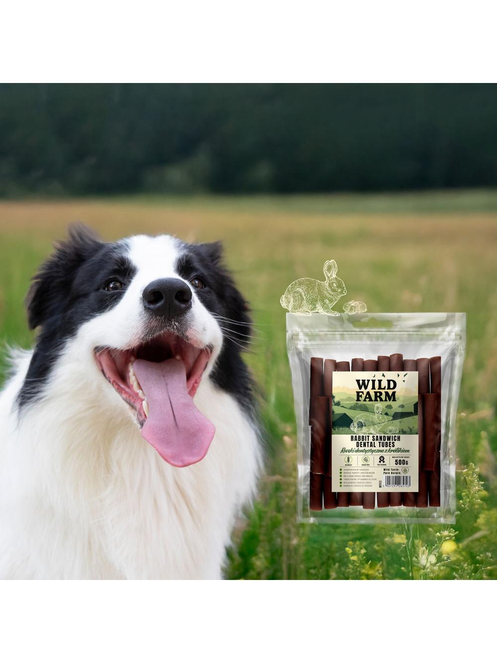 WILD FARM Rurki dentystyczne z królikiem 500g przysmak dla psa