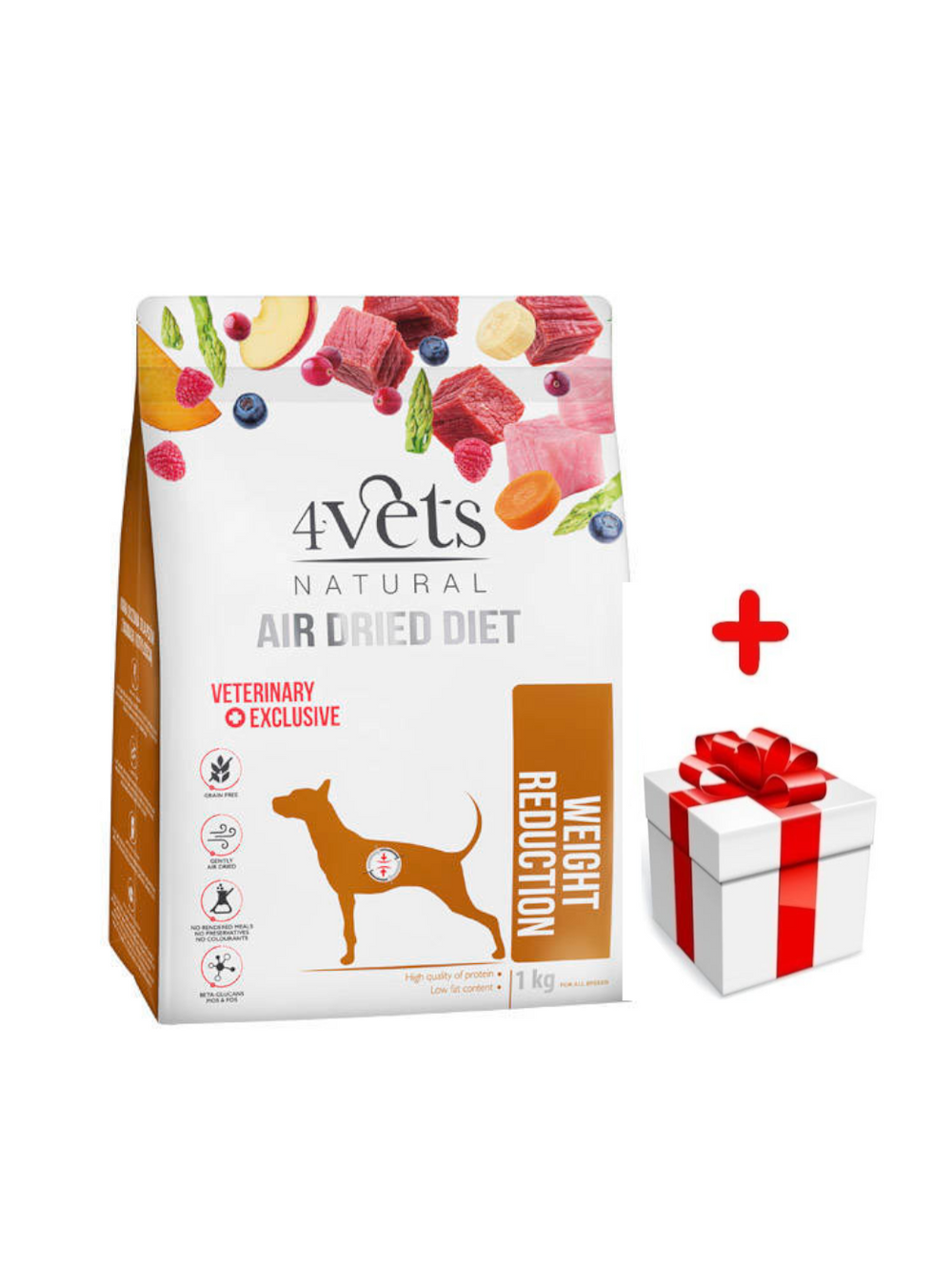 DOLINA NOTECI 4Vets Natural Weight Reduction karma suszona dla psów z nadwagą i otyłością 1 kg + niespodzianka dla psa GRATIS!