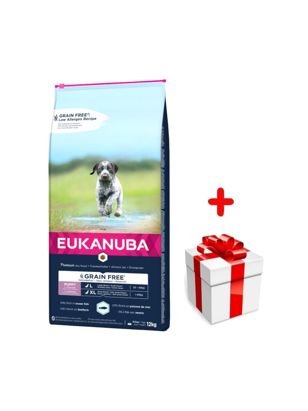 EUKANUBA Puppy&Junior Large Breeds Grain Free 12kg + niespodzianka dla psa GRATIS!
