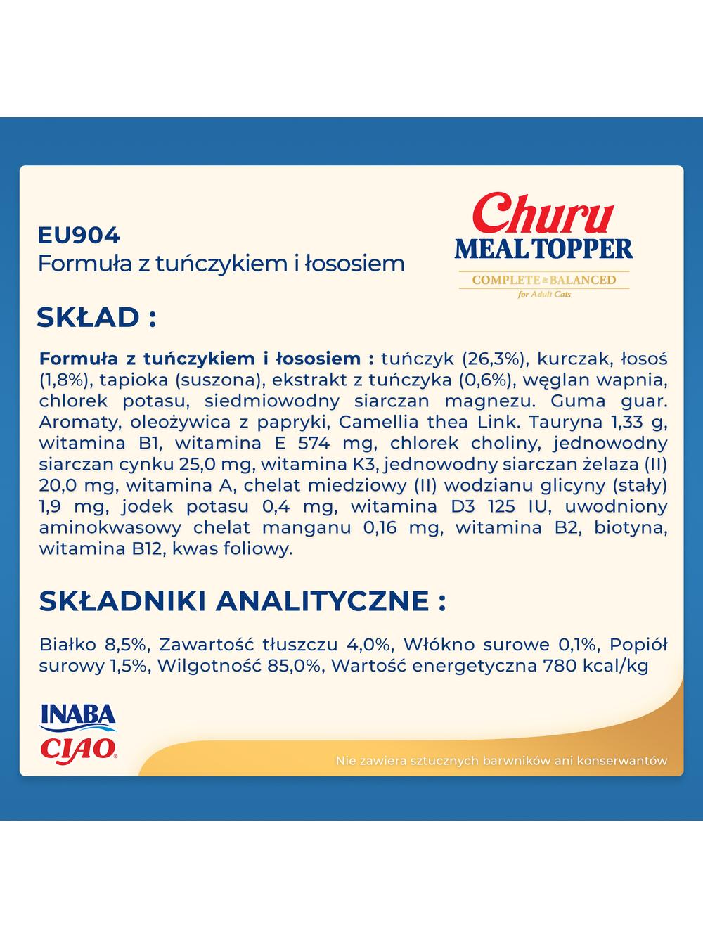 INABA  Cat Meal Topper Tuna With Salmon Recipe 4x14 (56g)