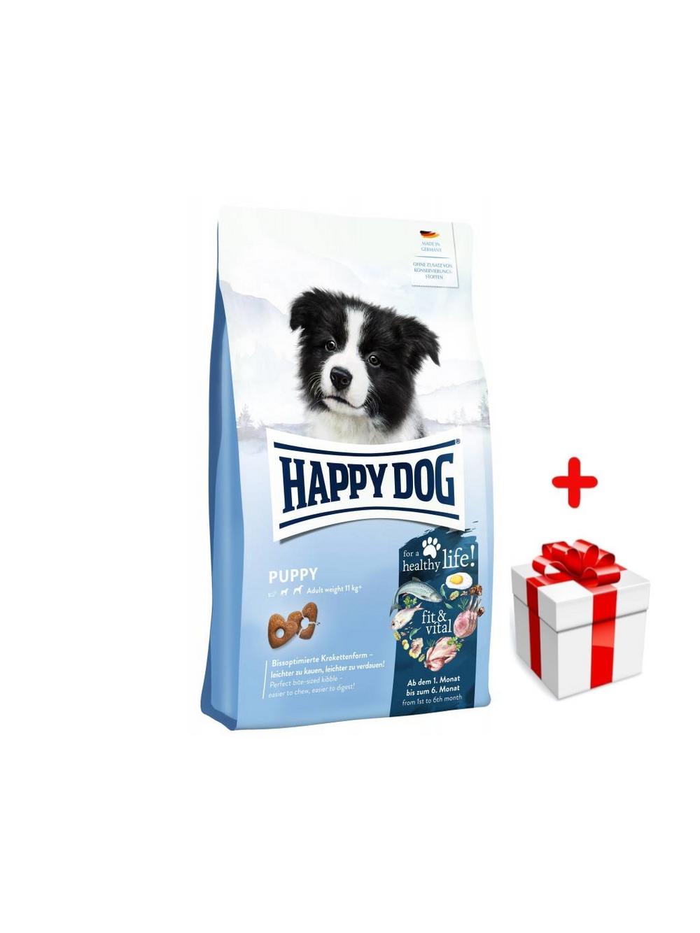 HAPPY DOG Fit&Vital Puppy, sucha karma, dla szczeniąt, 1-6 miesięcy, 10 kg + niespodzianka dla psa GRATIS!