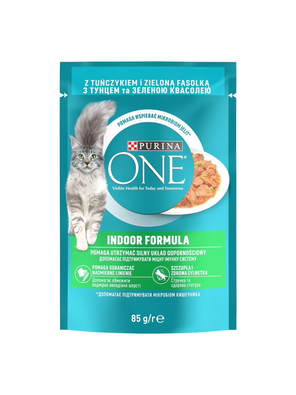 Purina One Indoor Formula Karma dla kotów z tuńczykiem i zielona fasolką 26x85 g