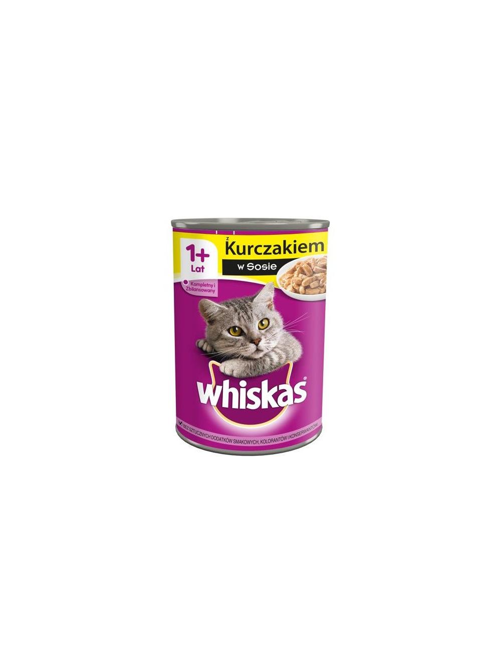 WHISKAS Adult puszka 24x400 g - mokra karma dla dorosłego kota, kawałki z kurczakiem w sosie