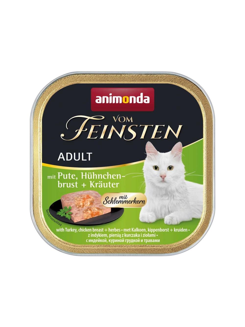 ANIMONDA Cat Vom Feinsten Adult z nadzieniem: Indyk, pierś z kurczaka i zioła 32x100g