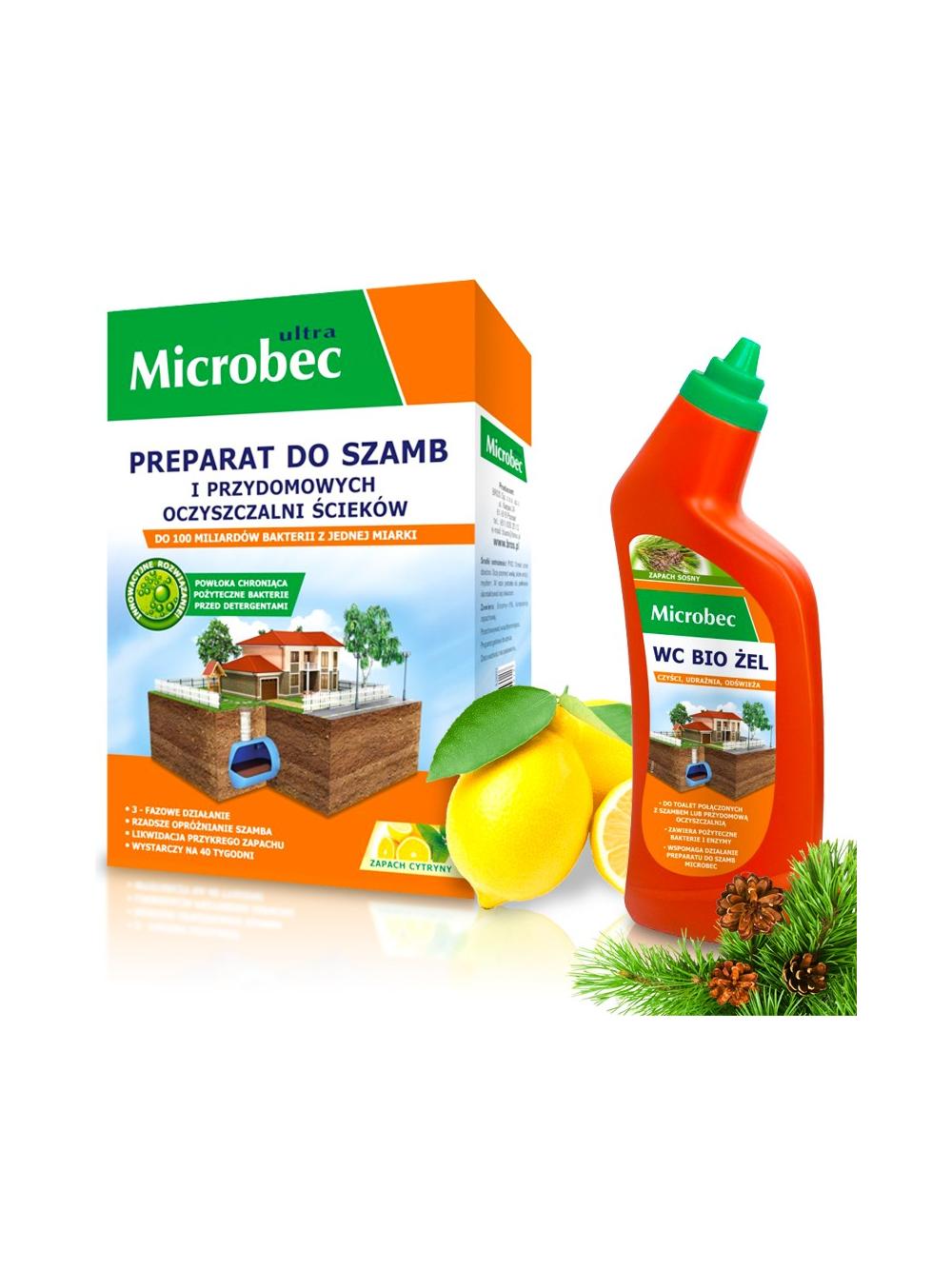 BROS MICROBEC 1,2 KG ULTRA CYTRYNA + BROS Microbec WC Bio Żel 750 ml