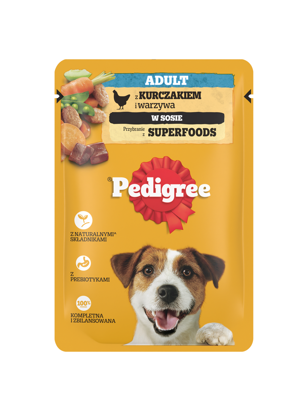 PEDIGREE Adult saszetka 24x100g - mokra karma dla psów z kurczakiem i warzywami w sosie