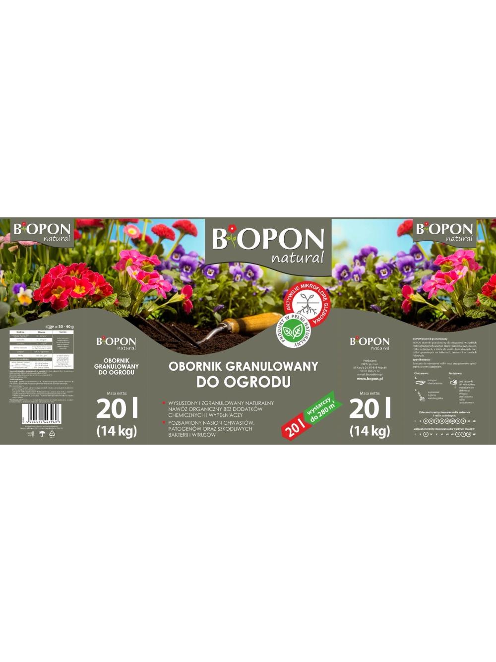 BIOPON NATURAL obornik granulowany do ogrodu 20L