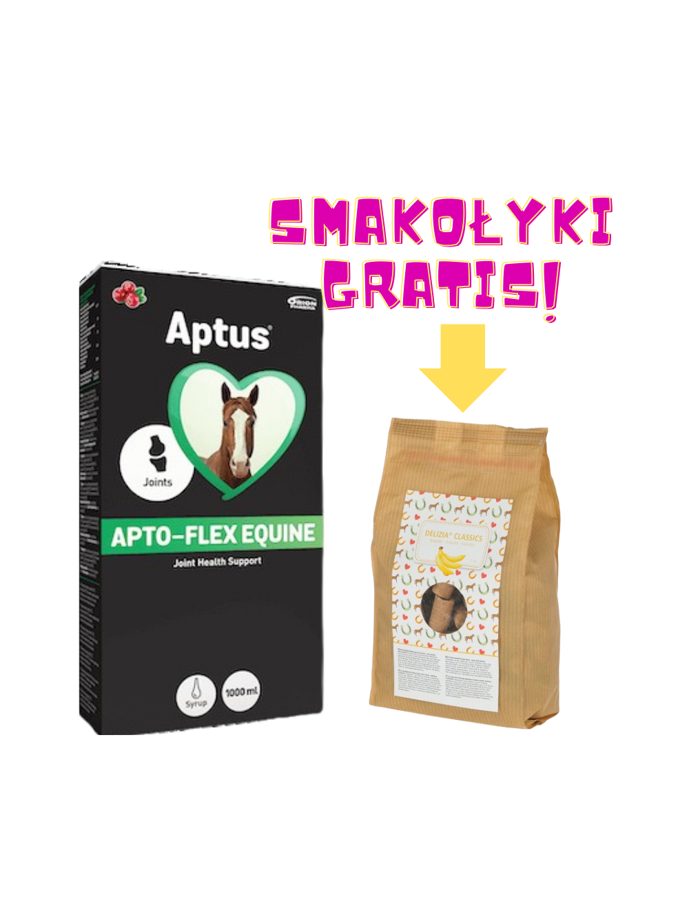 ORIONPHARMA Apto-Flex EQ 1000ml + KERBL Delizia Smakołyki dla konia banan 1kg GRATIS!!