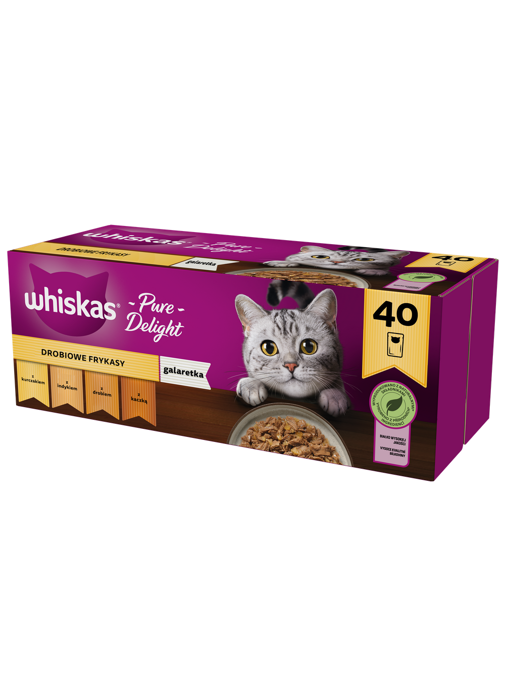 WHISKAS Adult saszetki 160x85g Drobiowe Frykasy - mokra karma dla dorosłego kota, w galaretce (kawałki z: kurczakiem, indykiem, drobiem, kaczką)