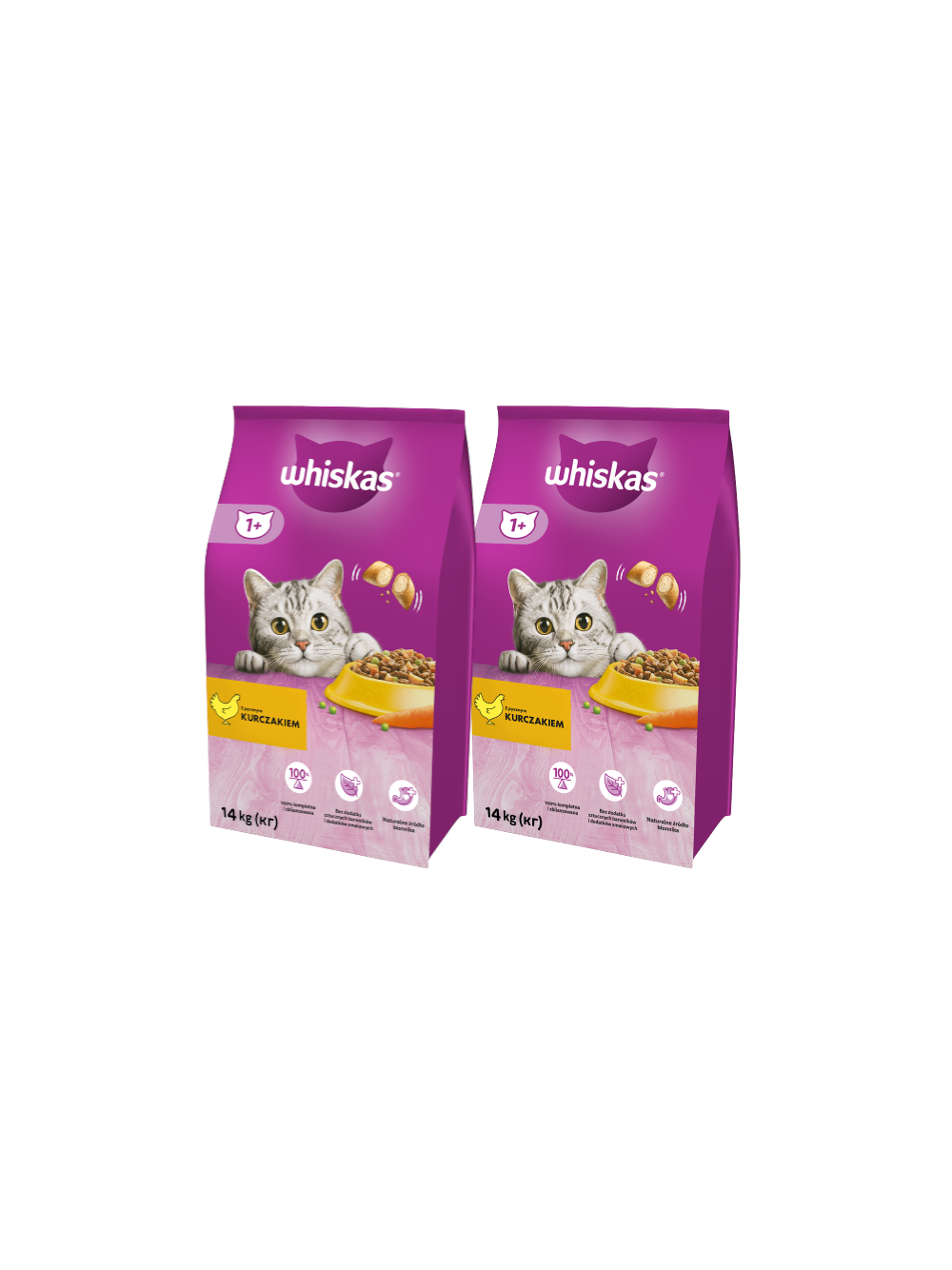 WHISKAS Adult 2x14 kg - sucha karma dla dorosłego kota, z pysznym kurczakiem