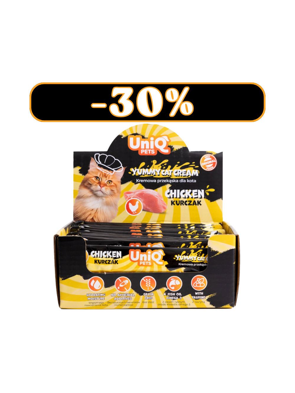 UNIQ PETS PURRCREAM pyszny sosik dla kota z kurczakiem 50x15g