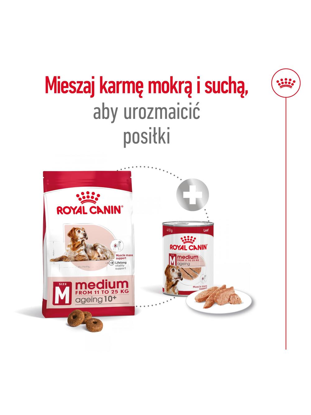 ROYAL CANIN Medium Ageing 10+ 15kg karma sucha dla psów dojrzałych po 10 roku życia, ras średnich + niespodzianka dla psa GRATIS!