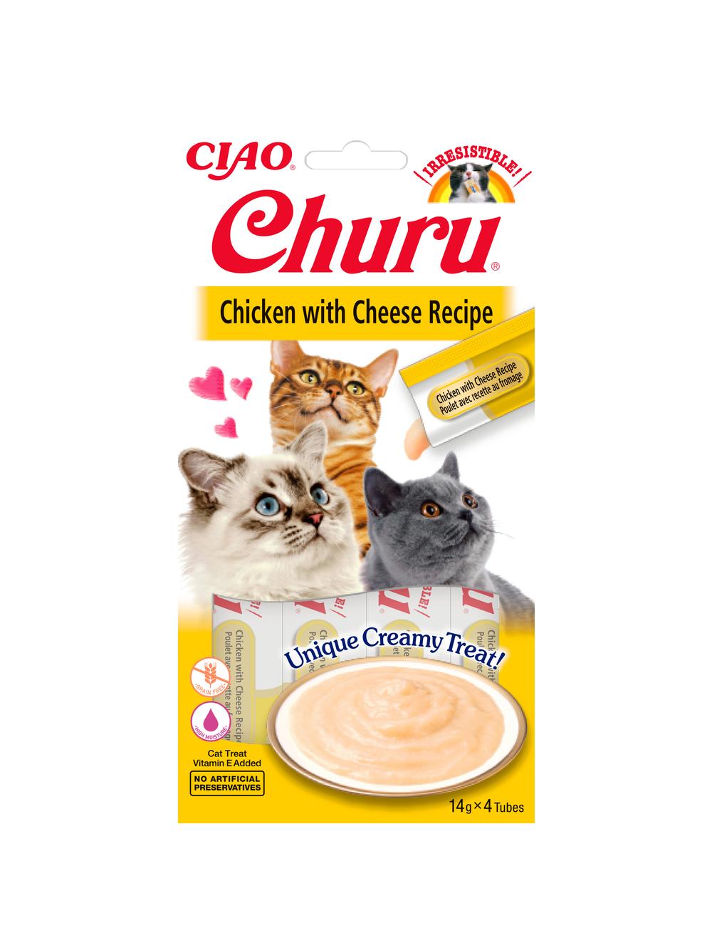 INABA  Churu przysmak dla kota o smaku kurczaka i sera 4x14g