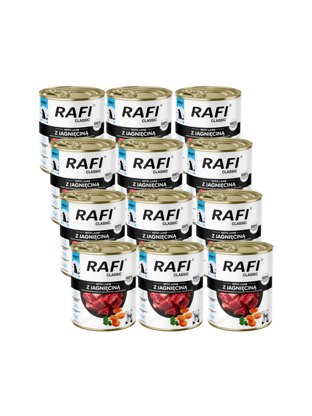 DOLINA NOTECI Mokra karma dla psa Rafi Classic z jagnięciną 12x800 g