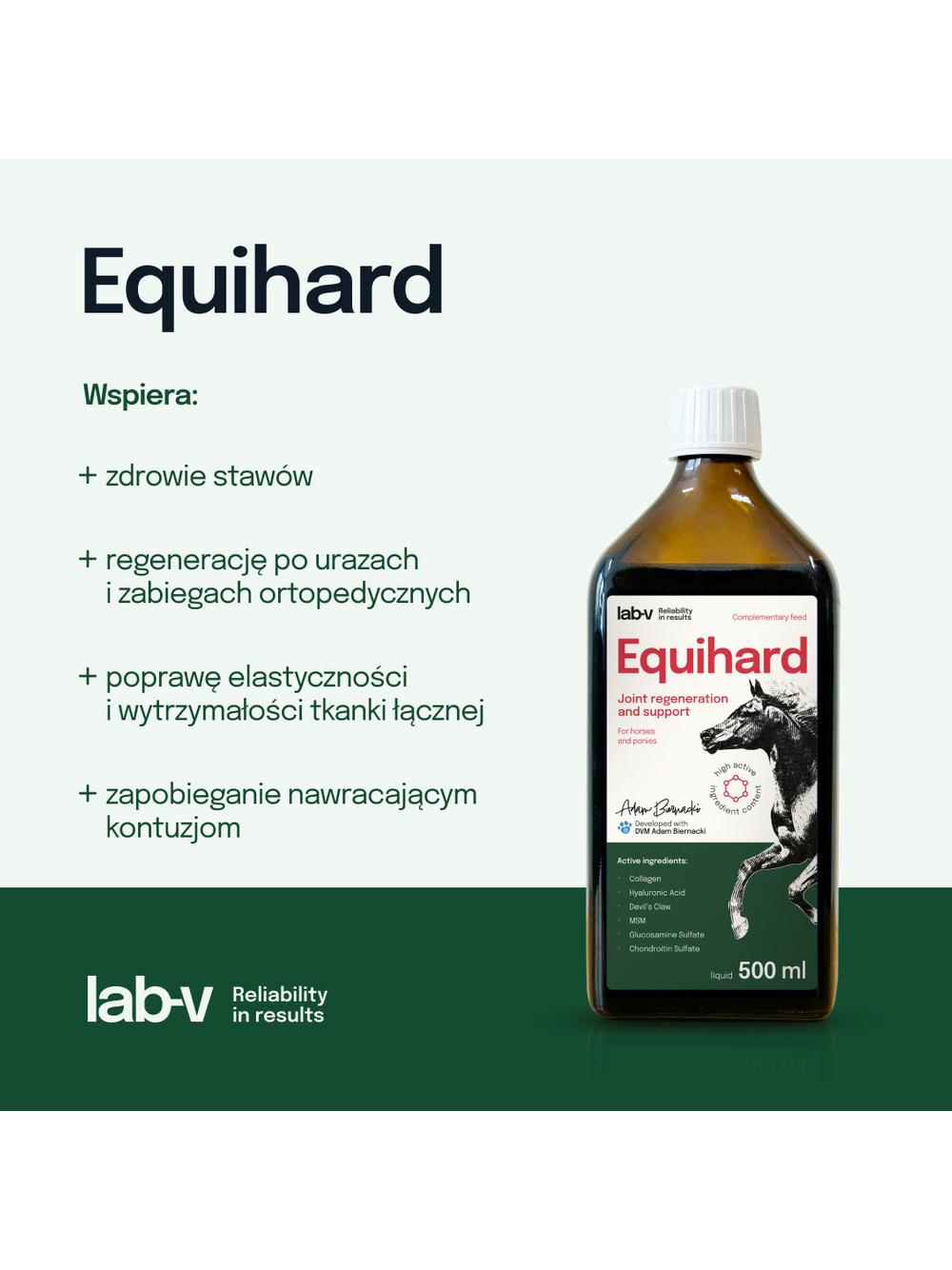 Lab-v Equihard – Kompleksowa formuła na zdrowe stawy dla koni i kucyków 2x500 ml
