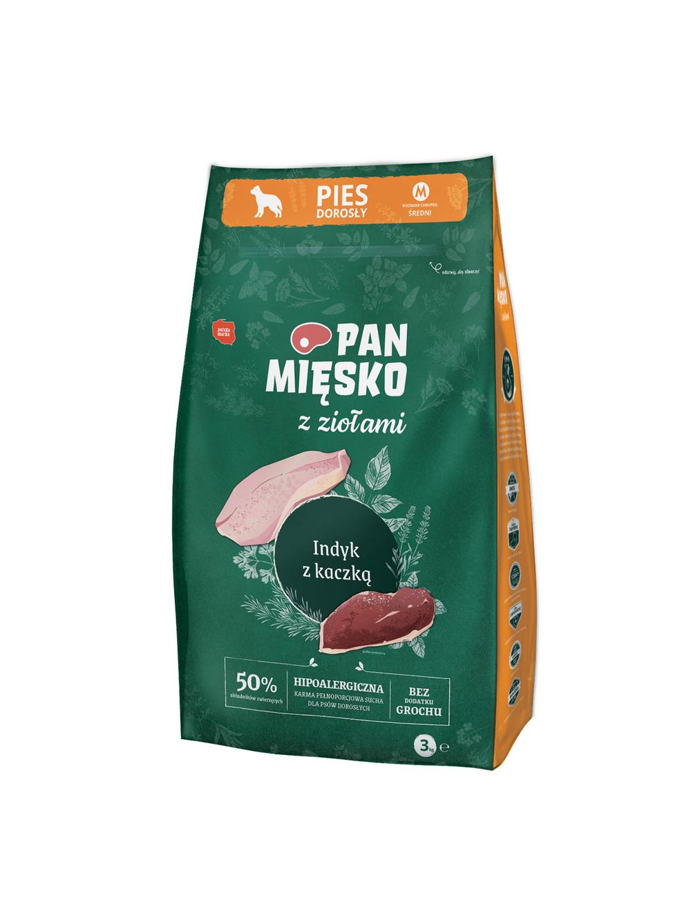 Pan Mięsko z Ziołami Indyk z kaczką chrupki M 3kg