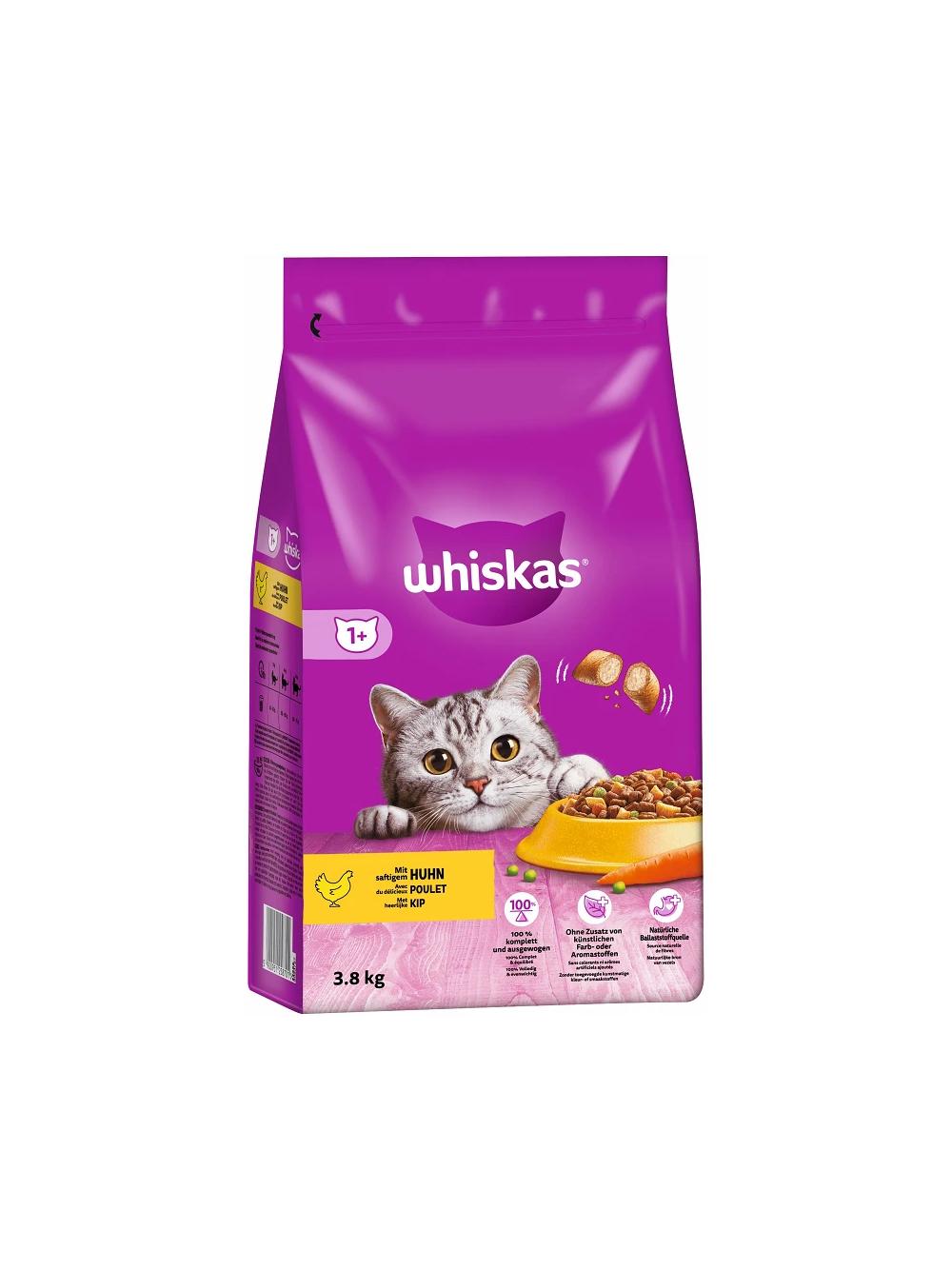 WHISKAS Adult 3,8 kg - sucha karma dla dorosłego kota, z pysznym kurczakiem