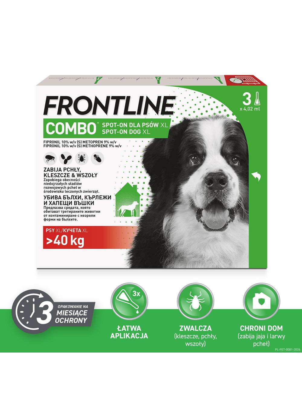 FRONTLINE Combo Spot -On Pies XL powyżej 40kg (pipeta 3x 4,02ml)