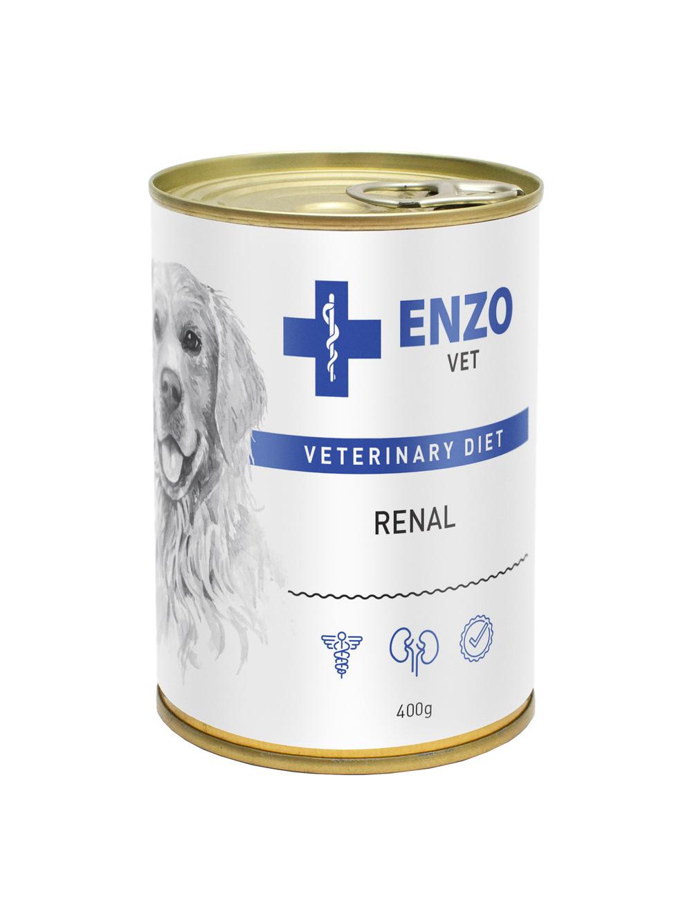 ENZO VET Renal dieta na choroby nerek z wołowiną dla psów 8x400g