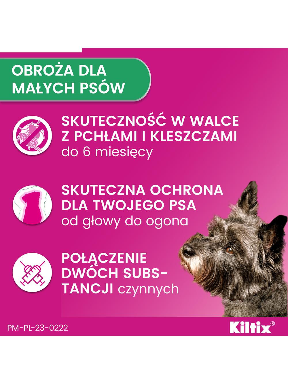 Kiltix Obroża dla małych psów 38 cm+ TRIXIE Szczypce do usuwania kleszczy 9cm